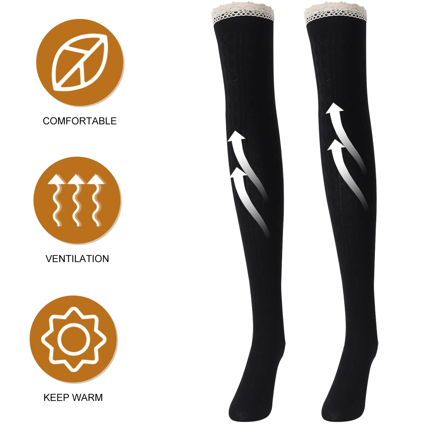 1 Pair Women Girls Over the Knee Lolita Socks High Thigh Socks Cotton Stockings