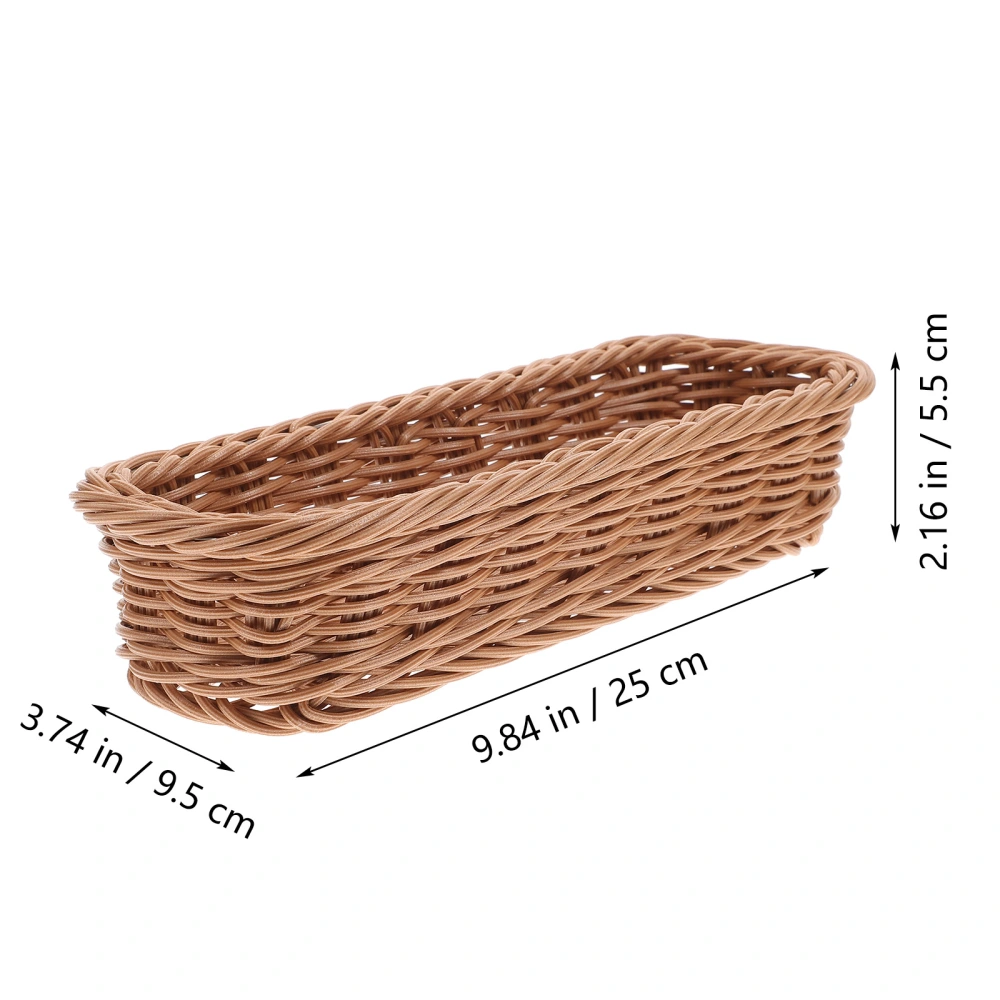 Imitation Rattan Woven Basket Desktop and Fork Storage Box Tableware Organizer for Restaurant Hotel Home (Coffee)