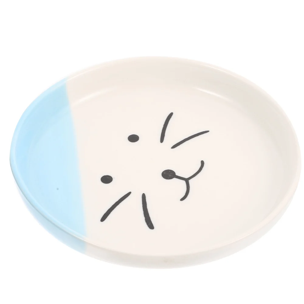 Ceramic Cat Dish Shallow Pet Food Plate Nordic-style Cat Plate Kitten Food Bowl