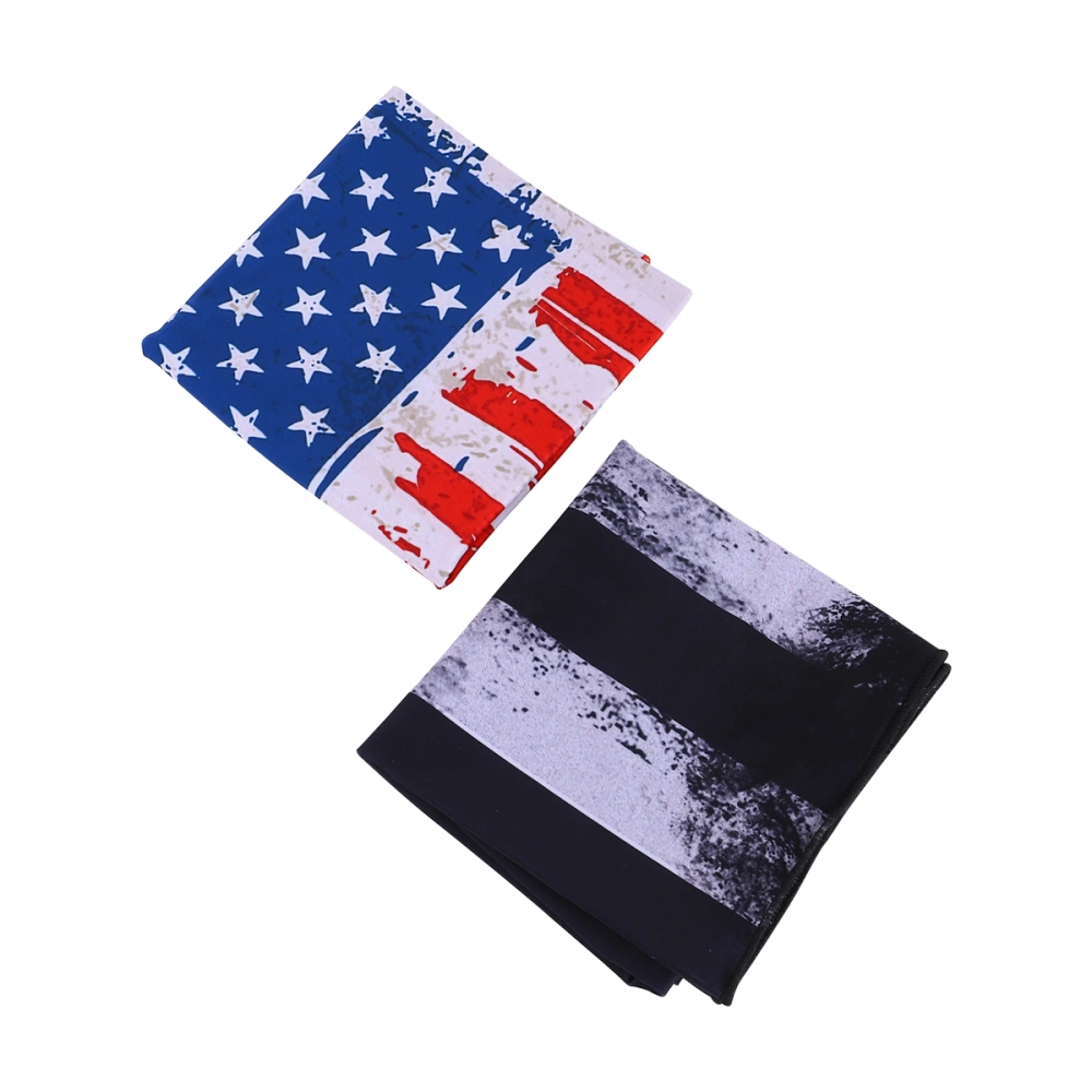 2Pcs Creative National Flag Face Cover Sun Protection Triangle Scarf Face Scarf Mask for Outdoor Use (Classic National Flag + Black White National Flag)