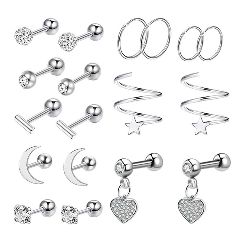 1 Set Men Ear Studs Stainless Steel Ear Bone Studs Simple Earrings Ear Jewelries