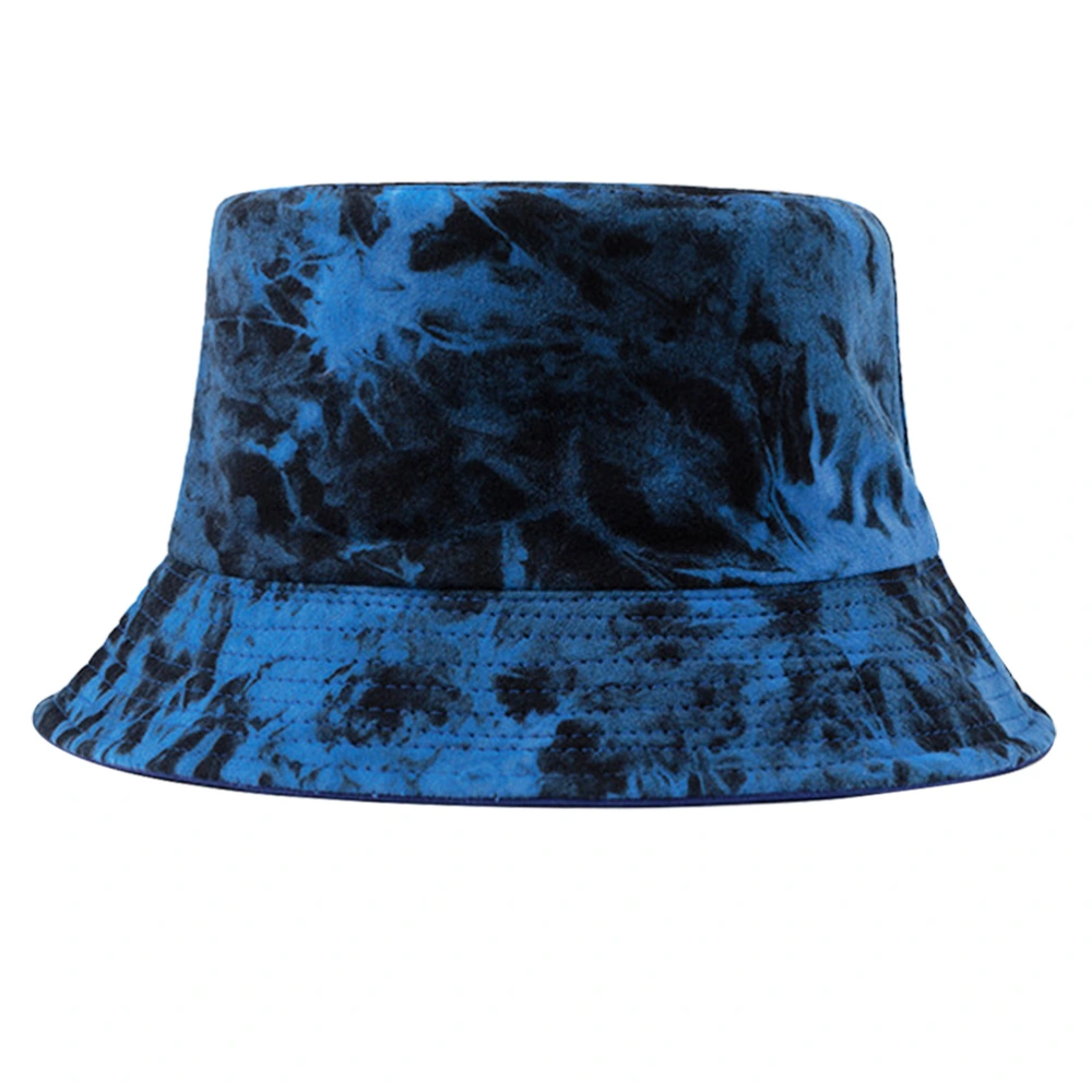 1PC Double Sided Cotton Hat Creative Printing Breathable Sun Hat Fashion Fisherman Hat for Outdoor Unisex Decoration (Blue)