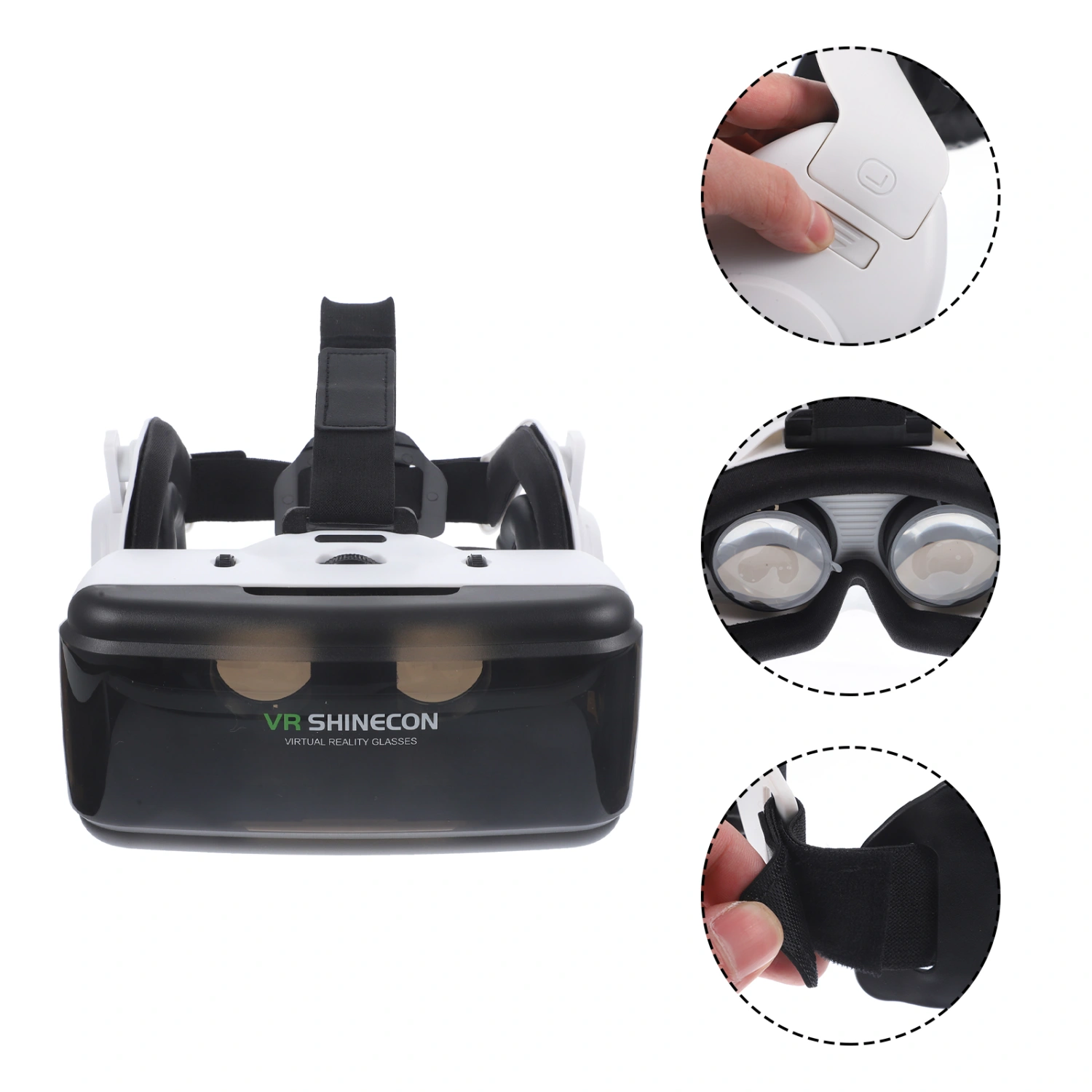 Virtual Reality Headset VR Glasses Headset Stereo Goggles Adjustable Focal Distance for iPhone and Android (White)
