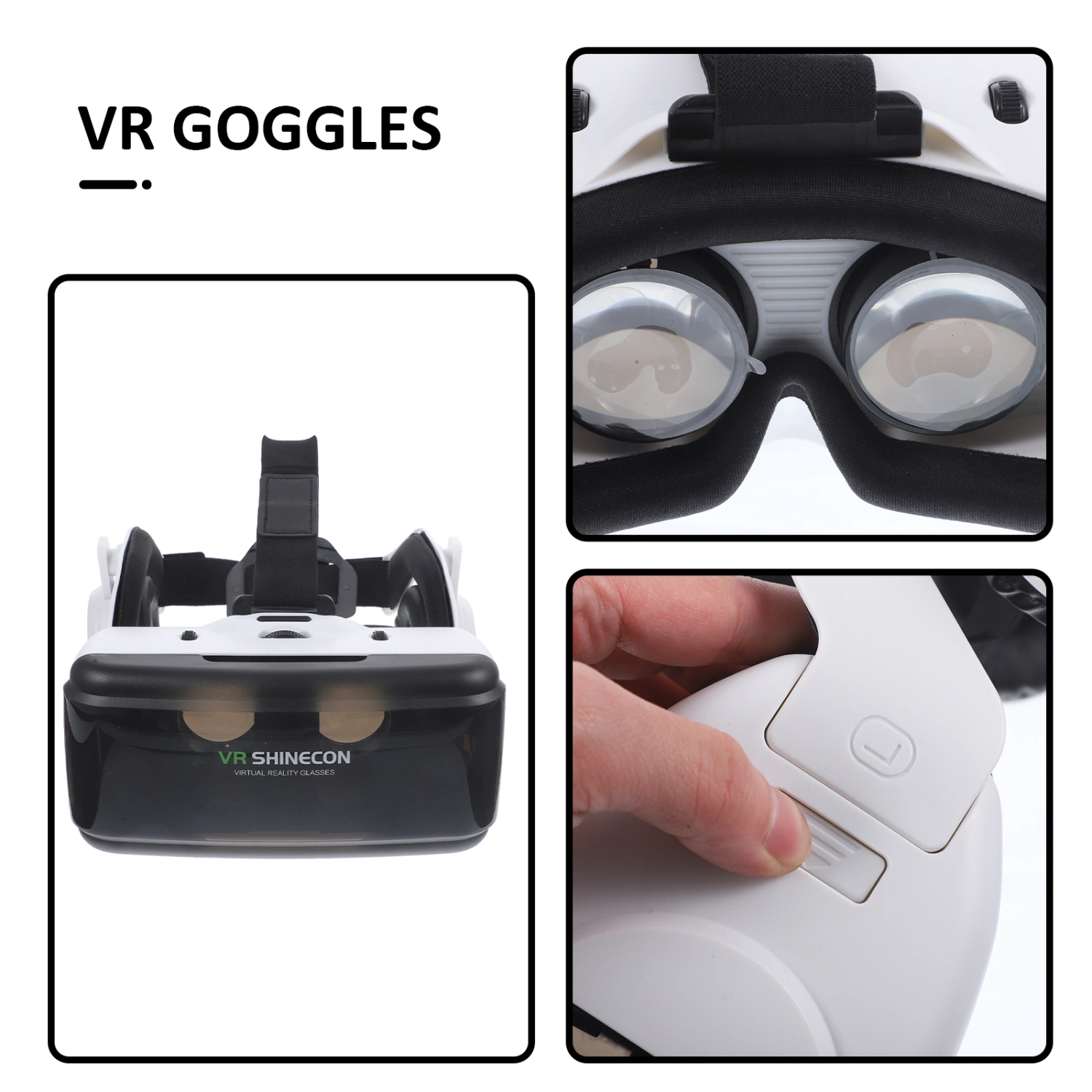 Virtual Reality Headset VR Glasses Headset Stereo Goggles Adjustable Focal Distance for iPhone and Android (White)
