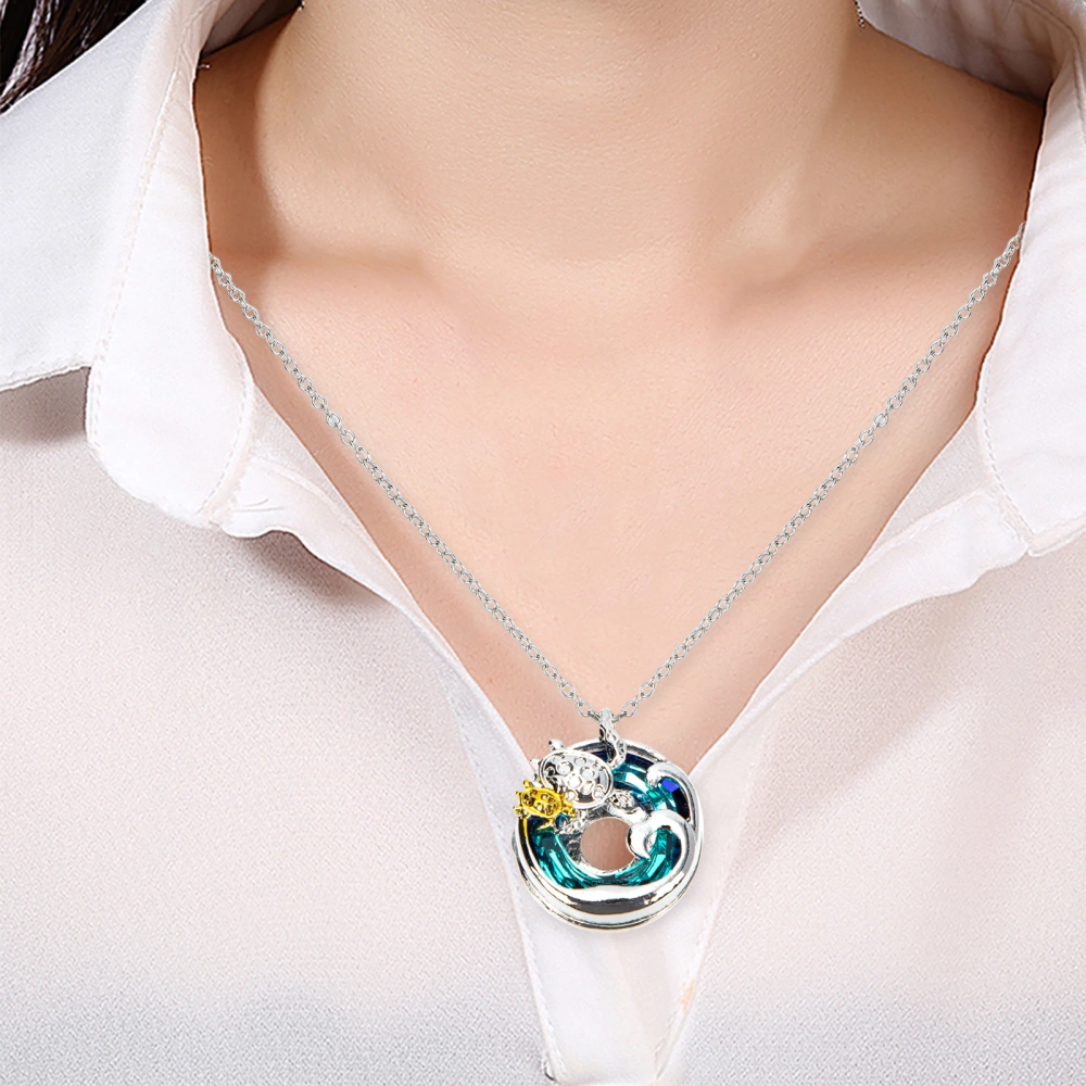 Crystal Necklace Mother and Baby Turtle Neck Chain Jewelry Gift for Women Girls