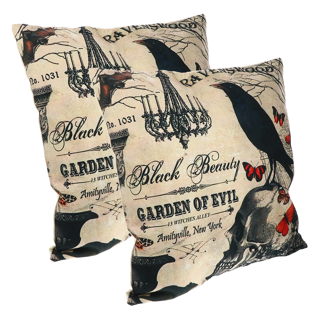 2pcs Halloween Throw Pillowcase Festival Skull Throw Pillow Decoration