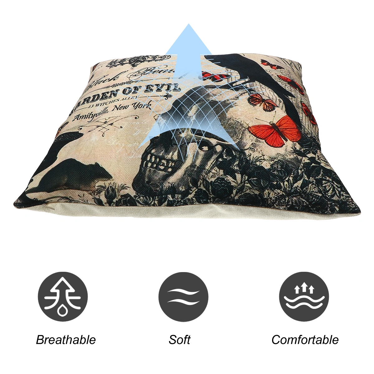 2pcs Halloween Throw Pillowcase Festival Skull Throw Pillow Decoration