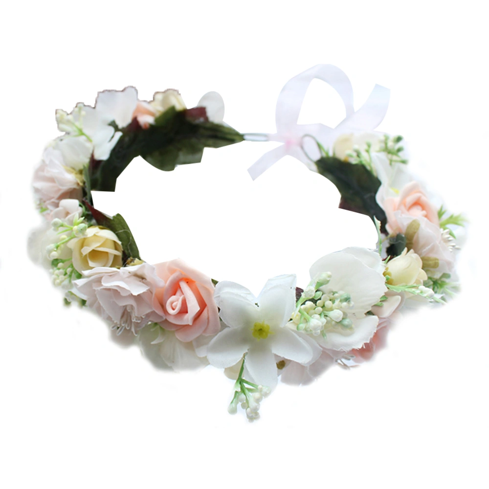 Bridal Floral Crown Flower Headband Wreath Garland for Vacation Wedding Photography