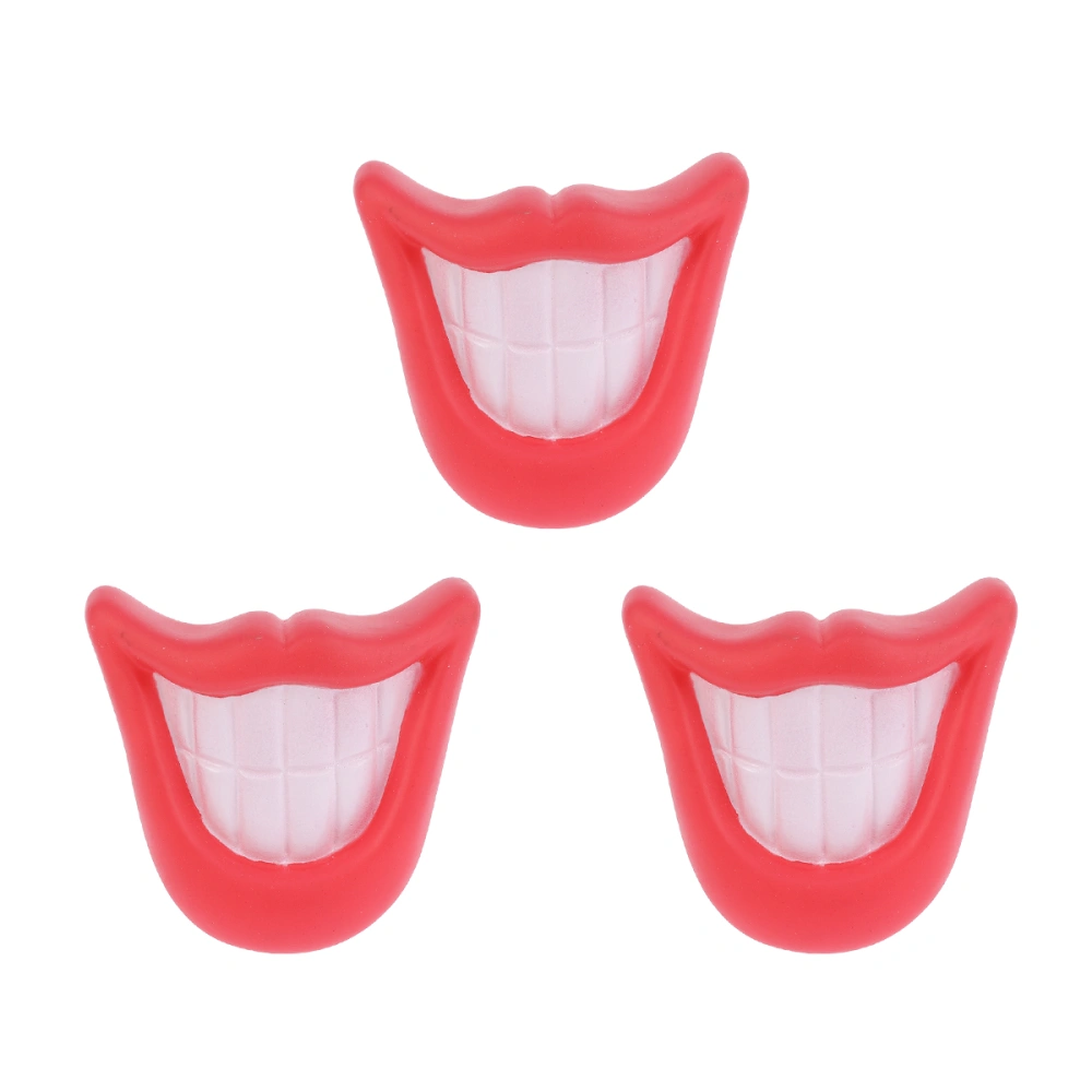 3 Pcs Puppy Toy Chew Toys Silicone Red Lips with White Teeth Toys Halloween Cosplay Party Favors (Red Lips)