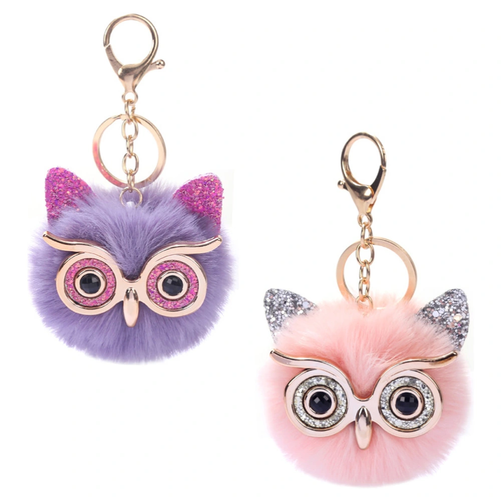 2pcs Lovely Key Chain Pendants Owl Shape Hanging Pendants Cartoon Hanging Decors