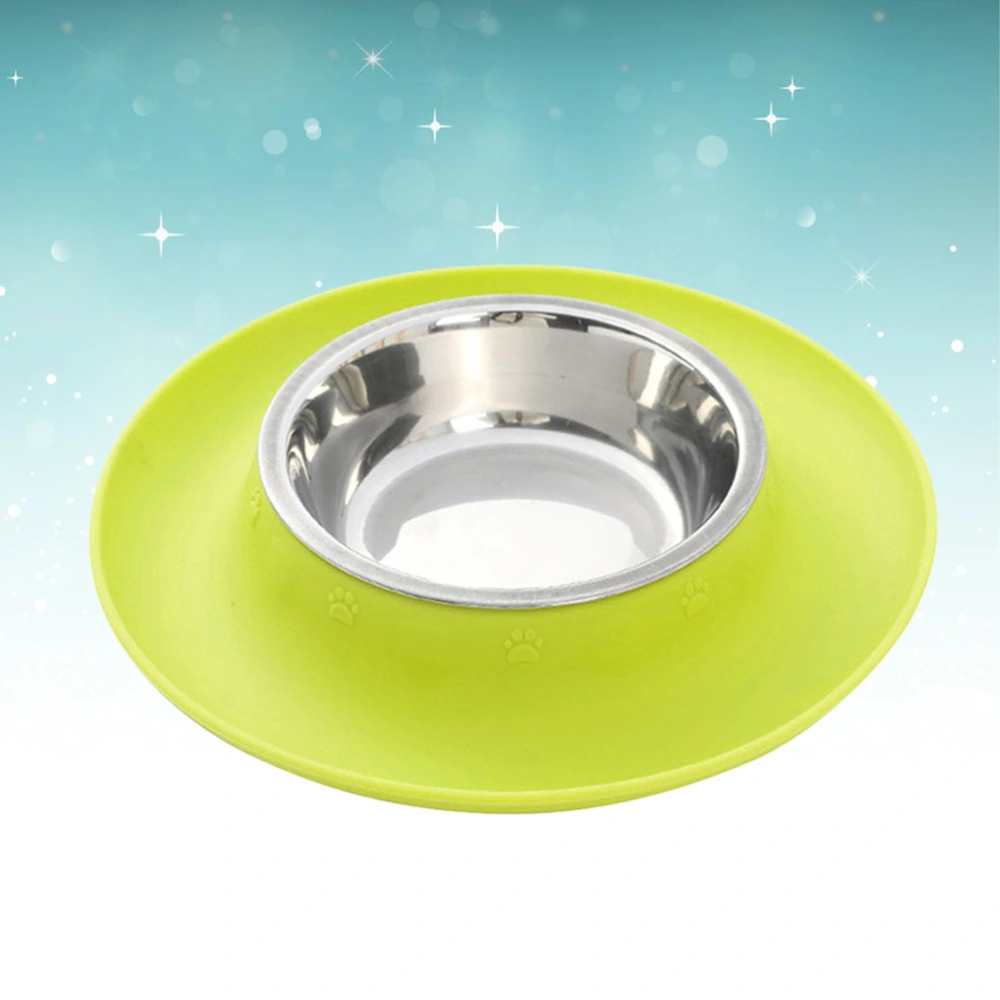 Dog Bowl With No Spill Non-Skid Silicone Mat Feeder Pet Puppy Cat Food Container for Dogs Cat Steel Water Bowl - Size L (Green)