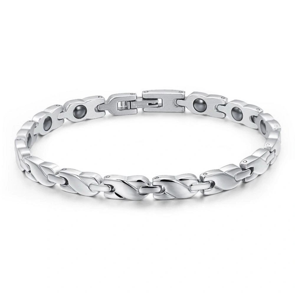 Titanium Steel Link Chain Women Bracelet Silver Tone