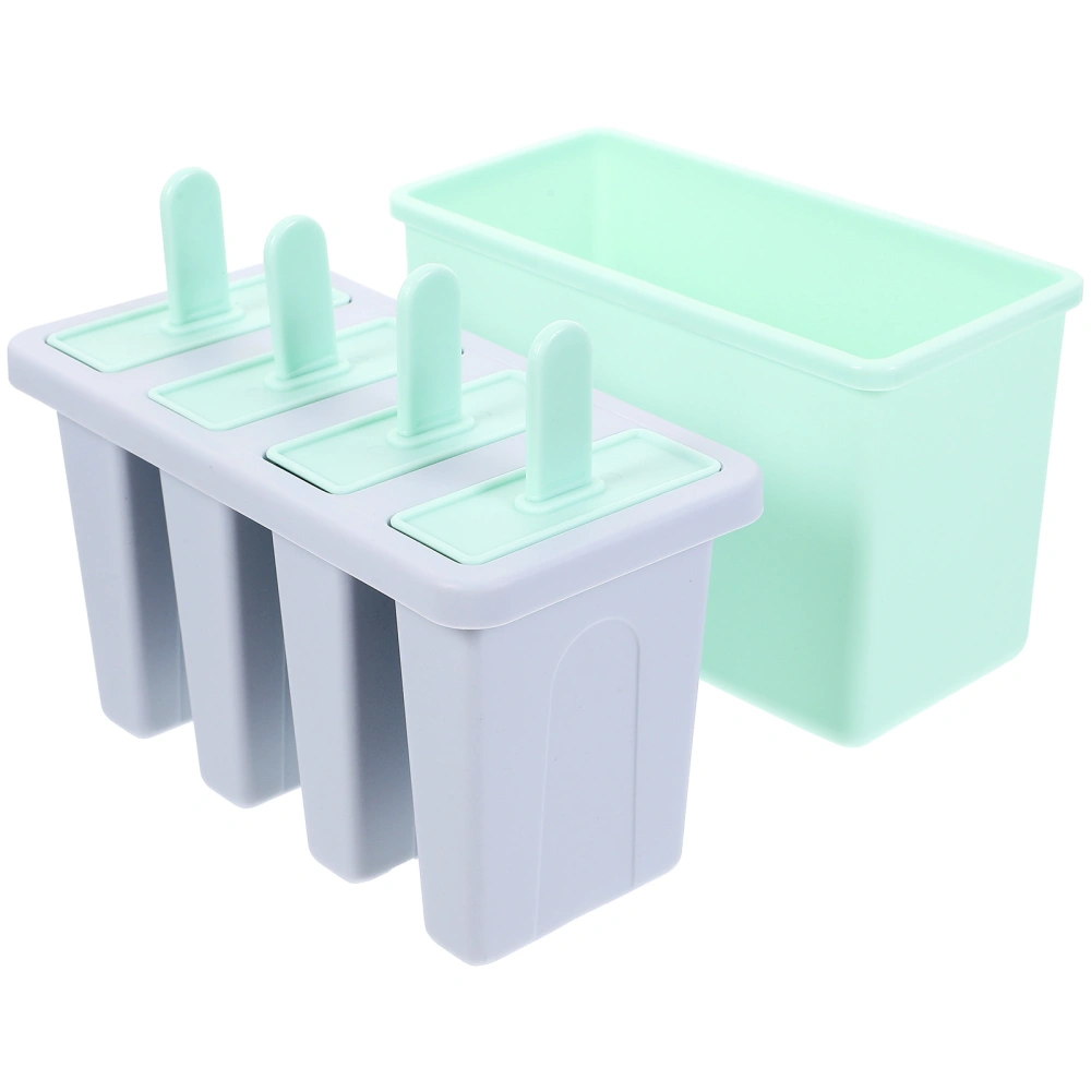 4-Cell DIY Popsicle Molds Ice Lolly Maker Ice Cream Making Tool Reusable Ice Box for Home Office (Green and Purple.)