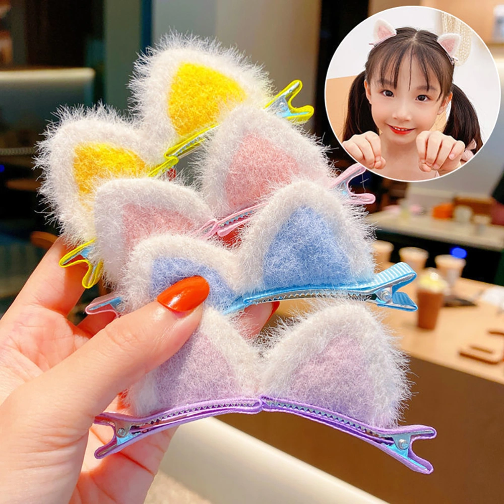 8Pcs Lovely Plush Hair Clips Cat Ear Shape Hair Clips Cosplay Costume Clips