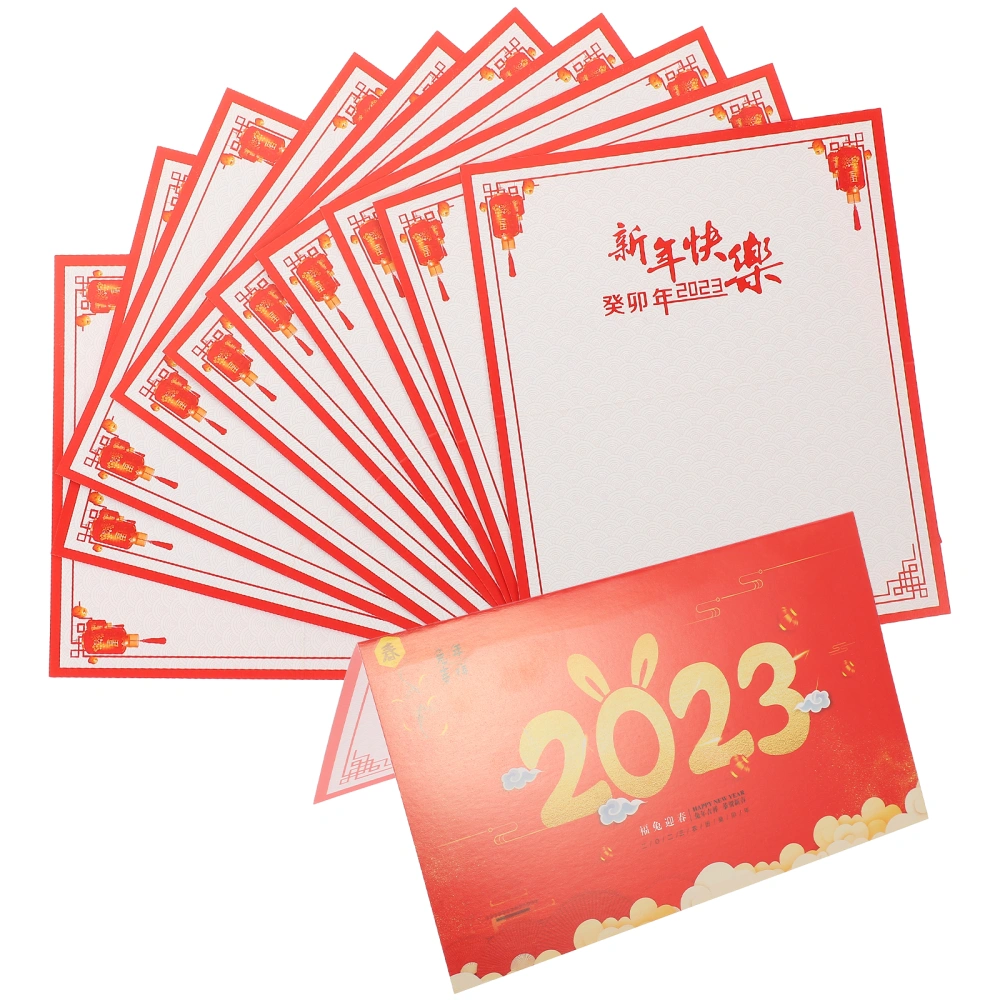 10pcs Chinese New Year Greeting Cards Classic Spring Festival Blessing Cards