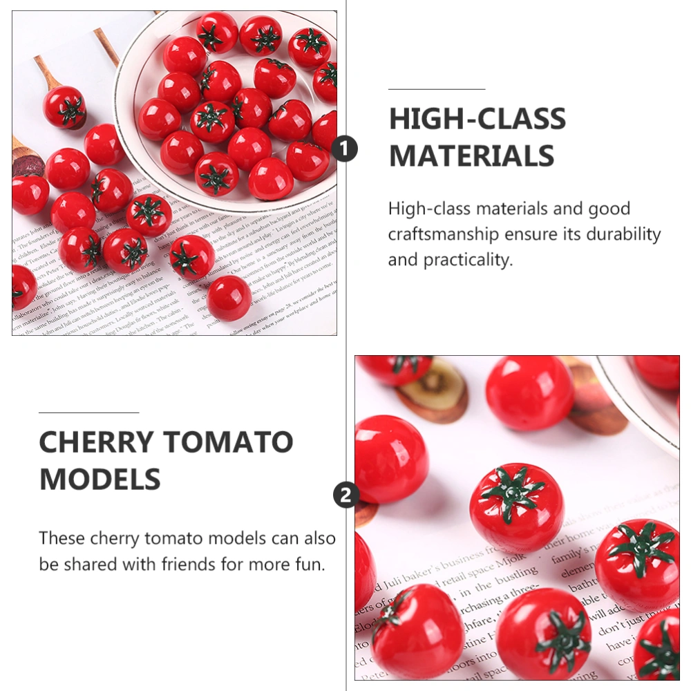 10pcs Resin Simulation Tomato Mini Cherry Tomatoes Models Doll House Adornment