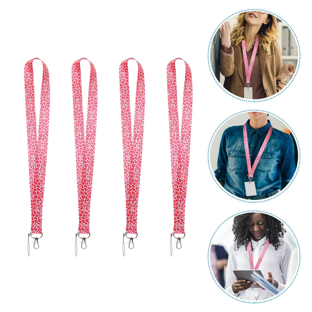 4Pcs Chic Leopard Hanging Lanyards ID Cards Hanging Ropes Phone Camera Neck Ropes