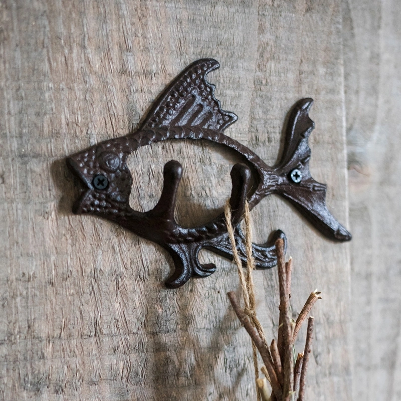 Cast Iron Flying Fish Hook Wall Garden Courtyard Outdoor Decoration Personality