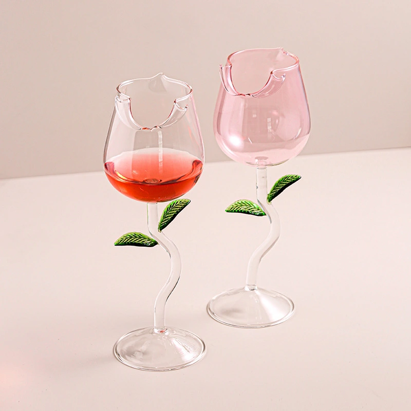 Creative Roses Red High-end Entry Lux Wine Glass Goblet Set