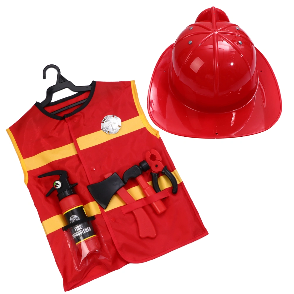 7pcs Children Firefighter Costume Set Kids Career Experience Game Clothes