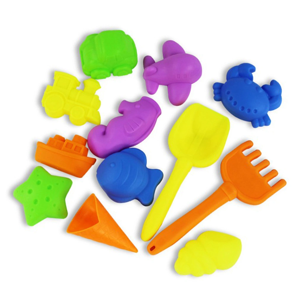 12Pcs Castle Sand Tools Beach Set Multicolor Creative Sand Mold Kits with Cartoon Molds and Bucket for Pools Backyard and Sandbox