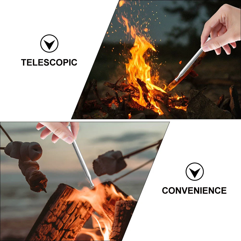 2 Pcs Stainless Steel Blow Fire Tube Camping Blow Fire Pipe Telescopic Blowing Tube