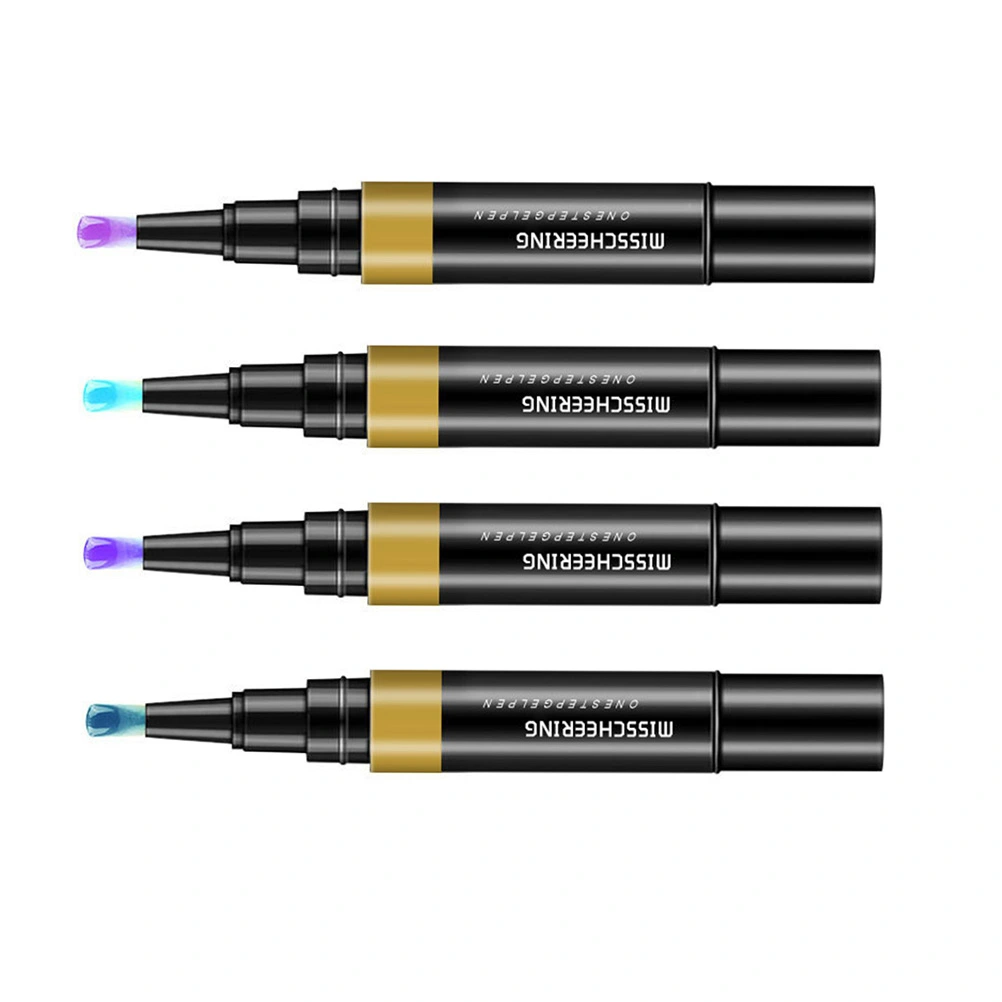 4pcs Nail Art Glue Pen Manicure Oil Gel Pen Three in One Nail Glue Pen Nail Phototherapy Gel Pen(Step Glue 17 18 19 20)