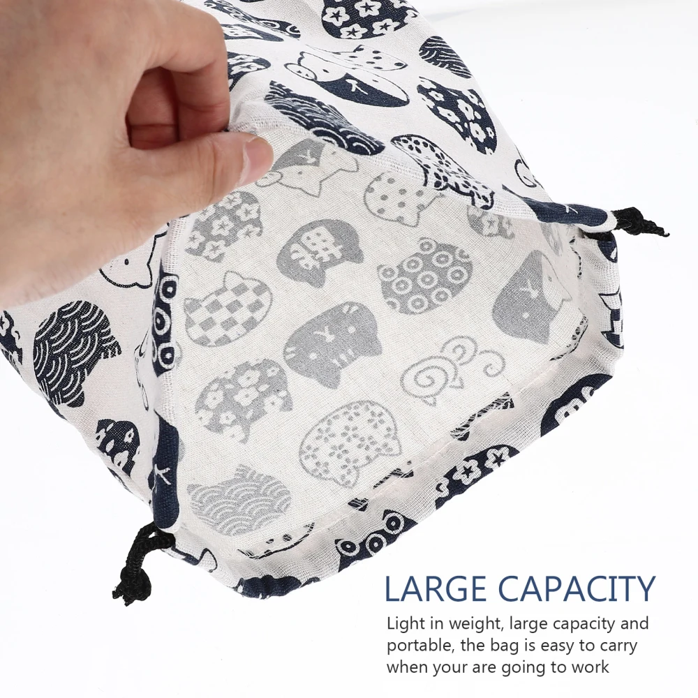 2Pcs Japanese Style Lunch Bag Drawstring Design Bento Bag Decorative Lunch Bag Cloth Lunch Bag