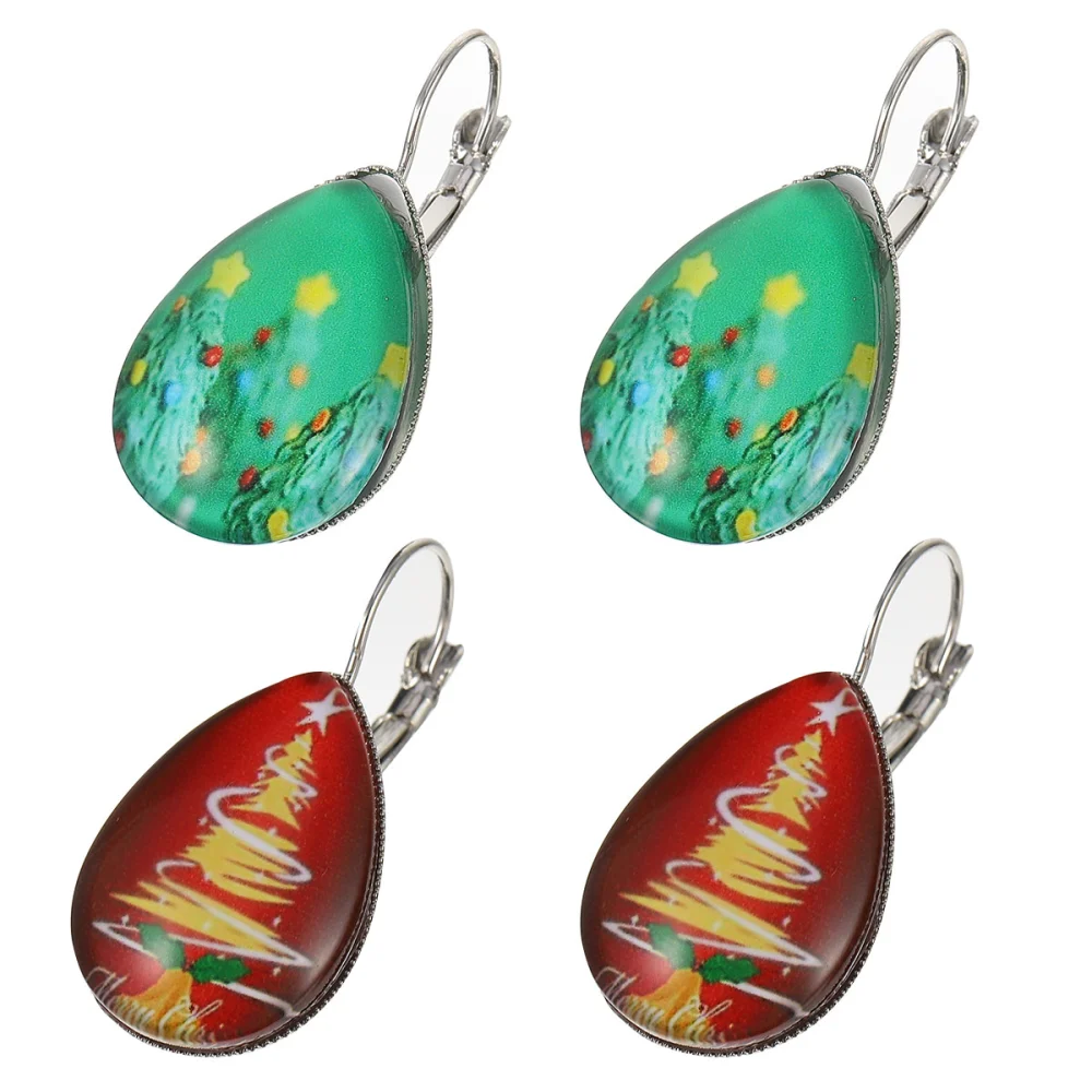 2 pairs Christmas Earrings Water Drop Earrings Funny Creative Jewelry Earrings