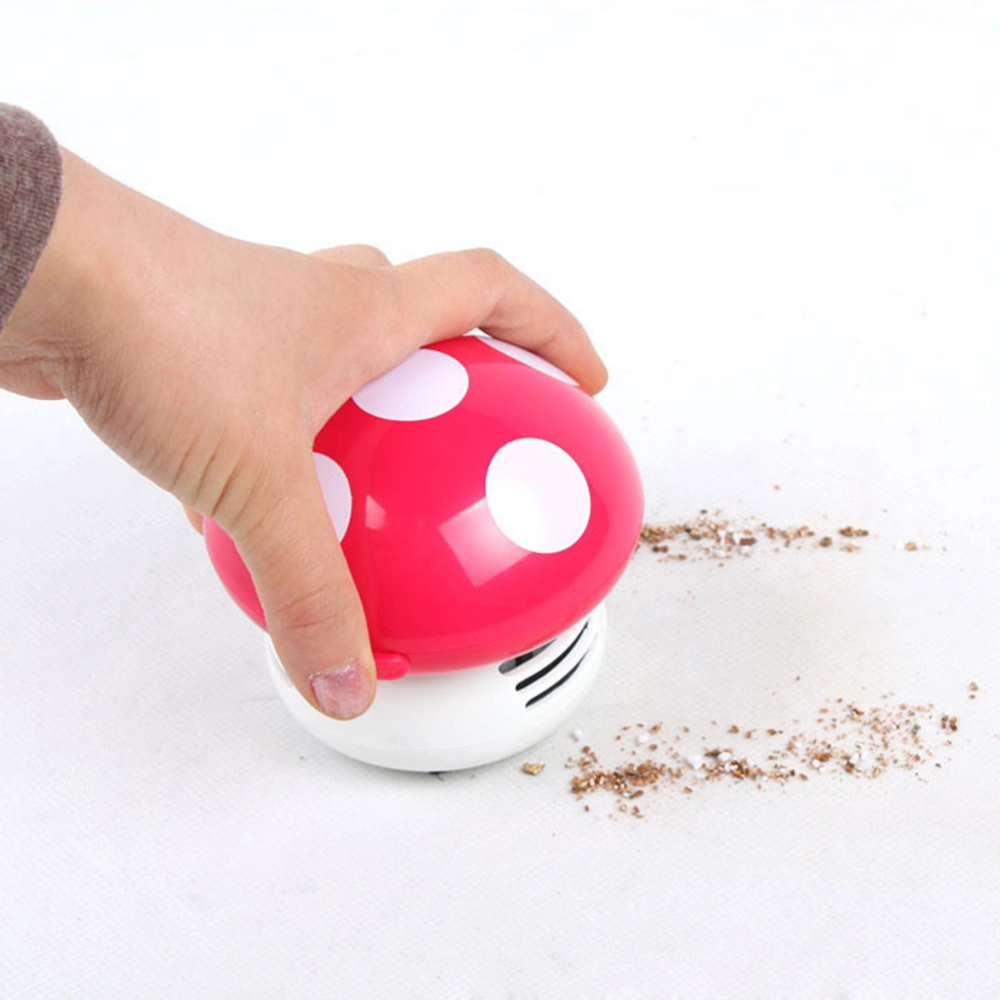 Mini Mashroom Tabletop Cleaner Vacuum Cleaner Handy Hand Cleaner Desk Table Dust Cleaner (Rose Red)