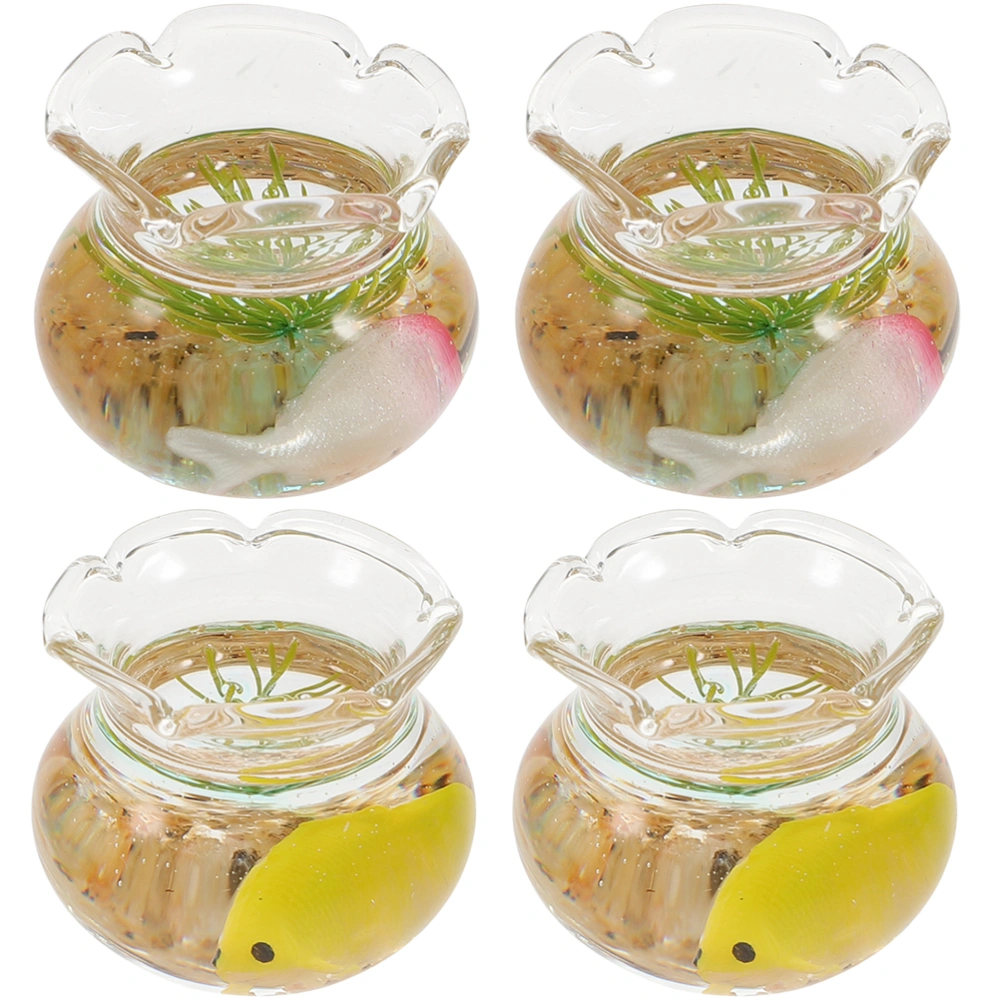 4pcs Miniature Fish Bowl funny Miniature Toy 1: 12 Miniature Glass Goldfish Tank