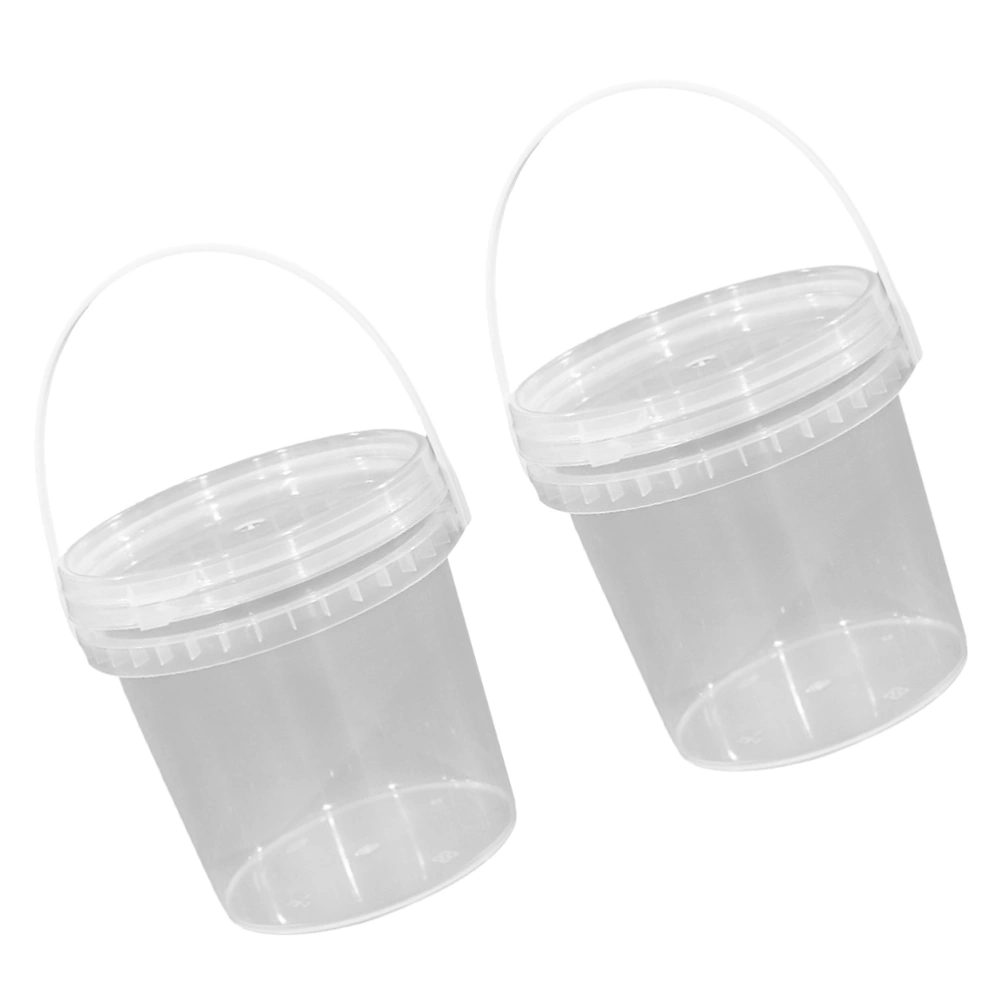 2Pcs Round Storage Bucket Handheld Food Bucket Ice Cream Storage Bucket with Handle