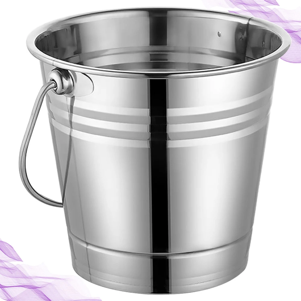 1Pc 3.0L Stainless Steel Ice Bucket Portable Ice Chiller Cooler with Handle Ice Cube Container for Wine Champagne Beer Without Borneol (Silver)