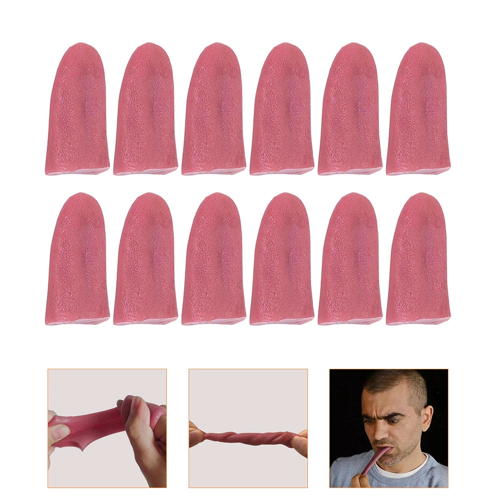12Pcs Fake Tongue Models Festival Tricky Props Scary Halloween Party Supplies
