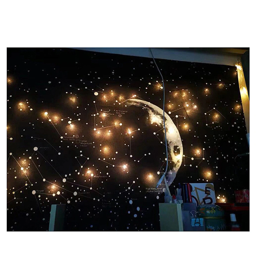 Cosmo Moon Star Decorative Tapestry Refreshing Style Wall Hanging Plush Background Cloth Living Room Bedroom Hanging Ornament Black (95x70cm)