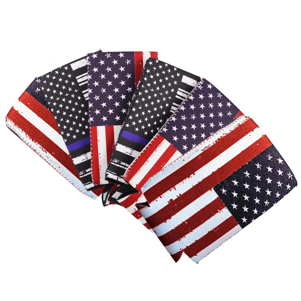 6Pcs Can Cooler Sleeves American Flag Can Cooler Sleeves Beer Bottle Cover