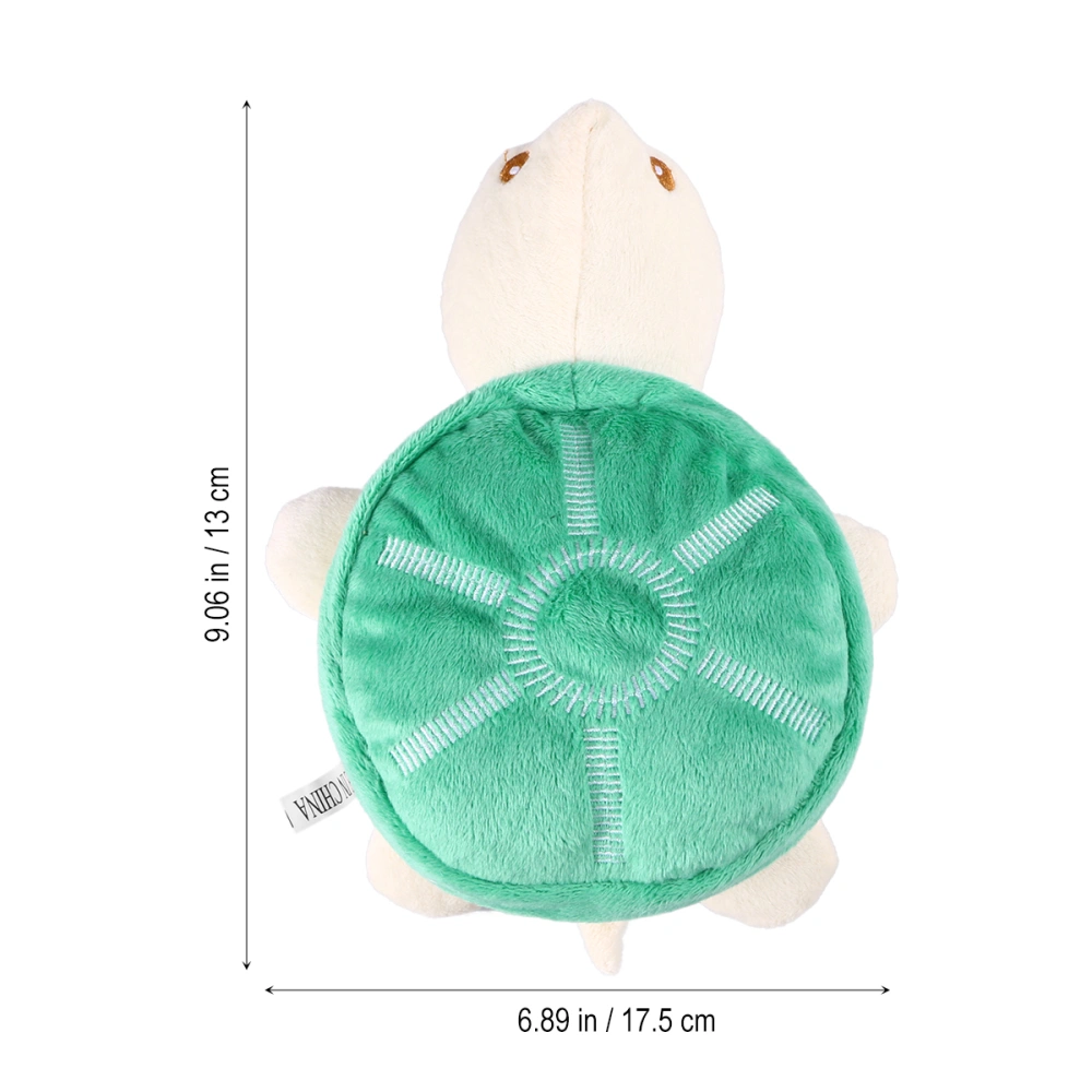 Pet Plush Toys Dog Chew Toys Puppy Cats Biting Sound Squeaky Toys Cartoon Tortoise Design (Green)