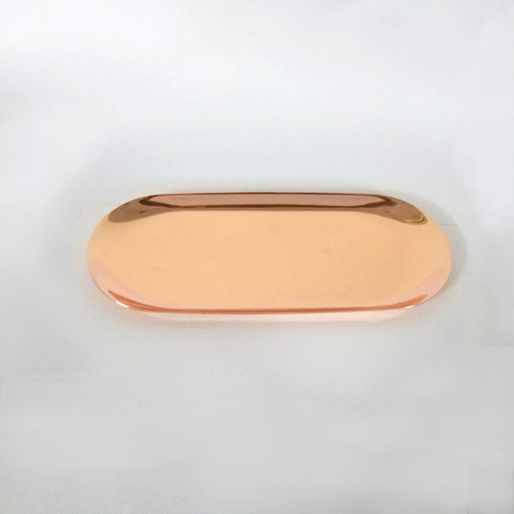 Nordic Style Oval Jewelry Storage Serving Tray Platter Stainless Steel Snack Tray Metal Storage Gold Decoration Home Organizer(Large,Rose Gold)