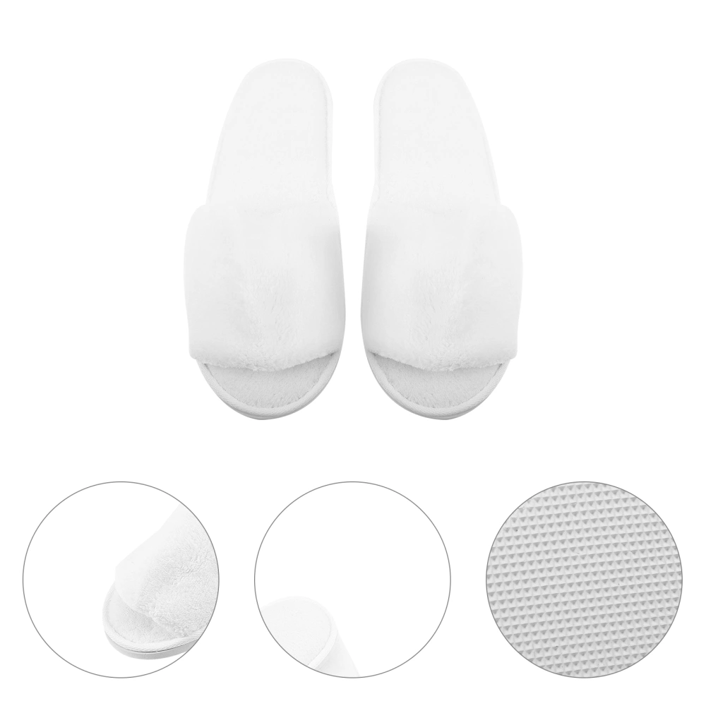 8 Pairs Thick Sole Slippers Pure White Guest Slippers Coral Fleece Slippers