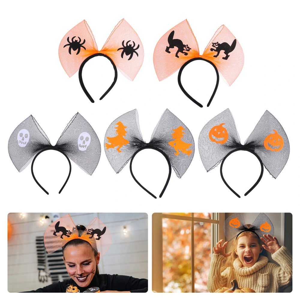 5Pcs Halloween Large Bow Headband Halloween Costume Headwear Hair Accessories