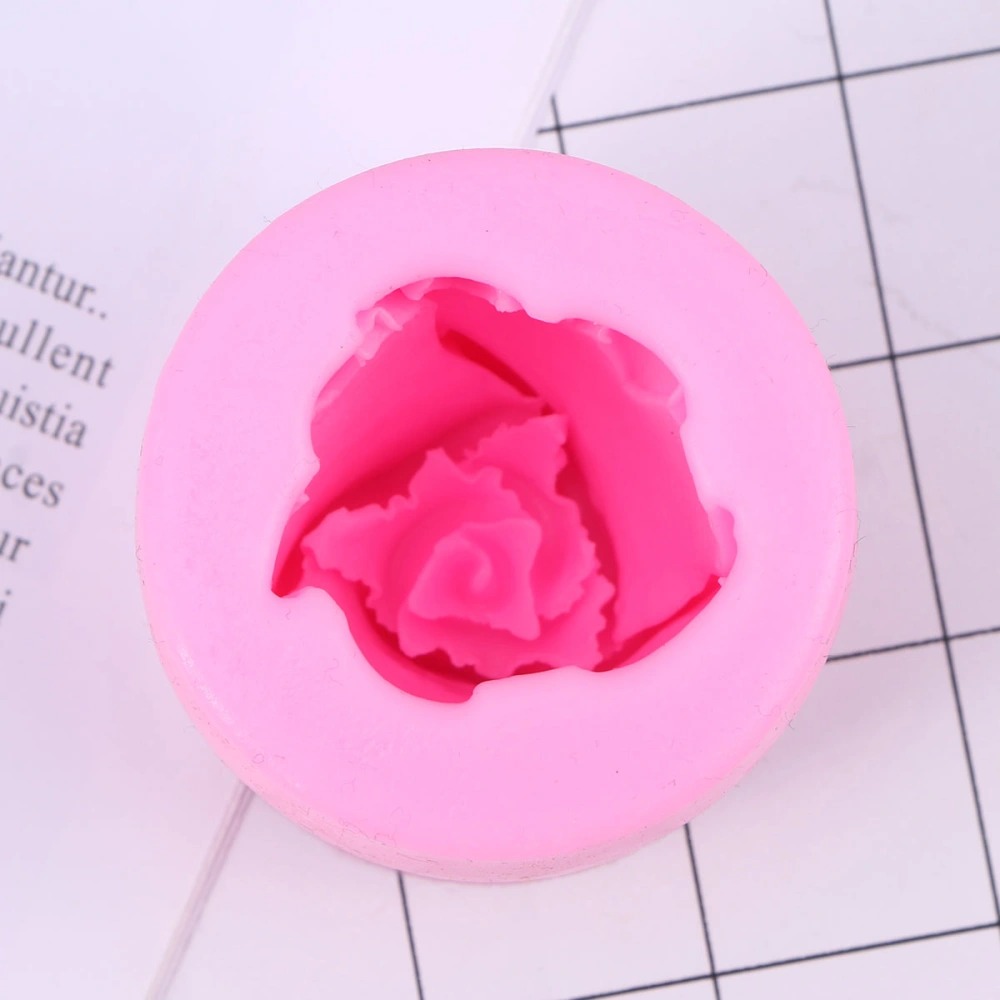 Silicone Mold for Soap Candle Making 3D Cylindrical with Rose Relief Mould Handmade Craft Resin Clay Decoration Tool(Pink)