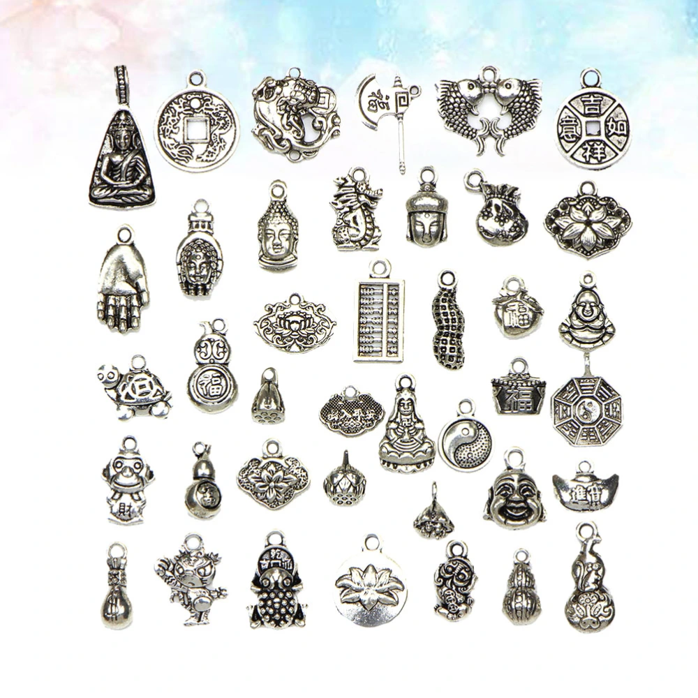 40pcs Chinese Auspicious Elements DIY Accessories for Crafts Bracelets Necklace Keychain Jewelry Random Style