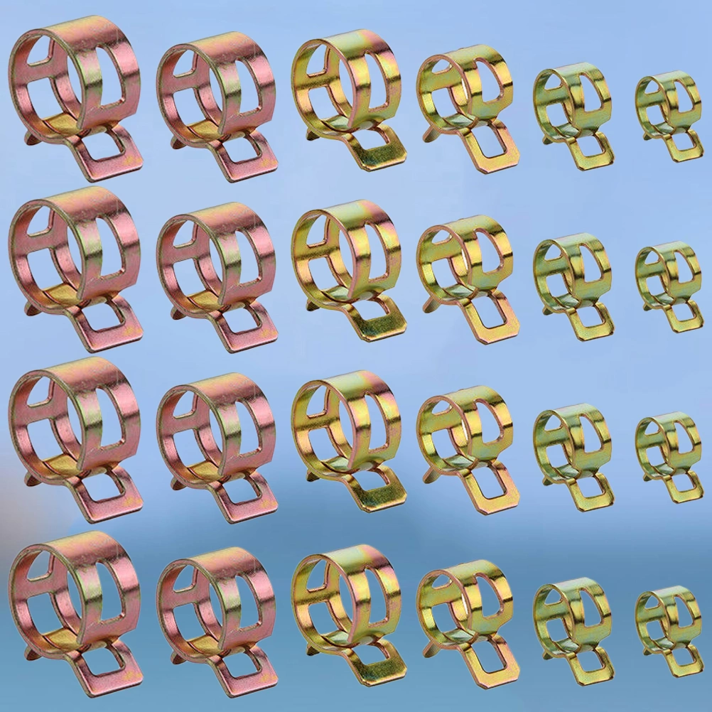 1 Set 60pcs Gasoline Hose Clamp Zinc Plated Hose Clip Clamp Pipe Clamp Gear Hose Fuel Line Clamp (6/9/10/12/14/15mm Golden)
