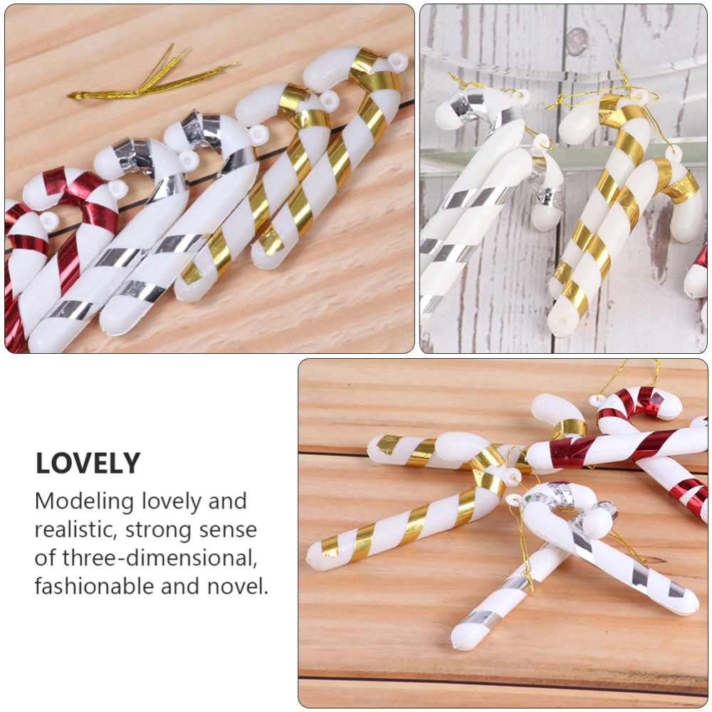 4pcs Christmas Tree Crutch Pendants Festive Adornments Random Color Strap