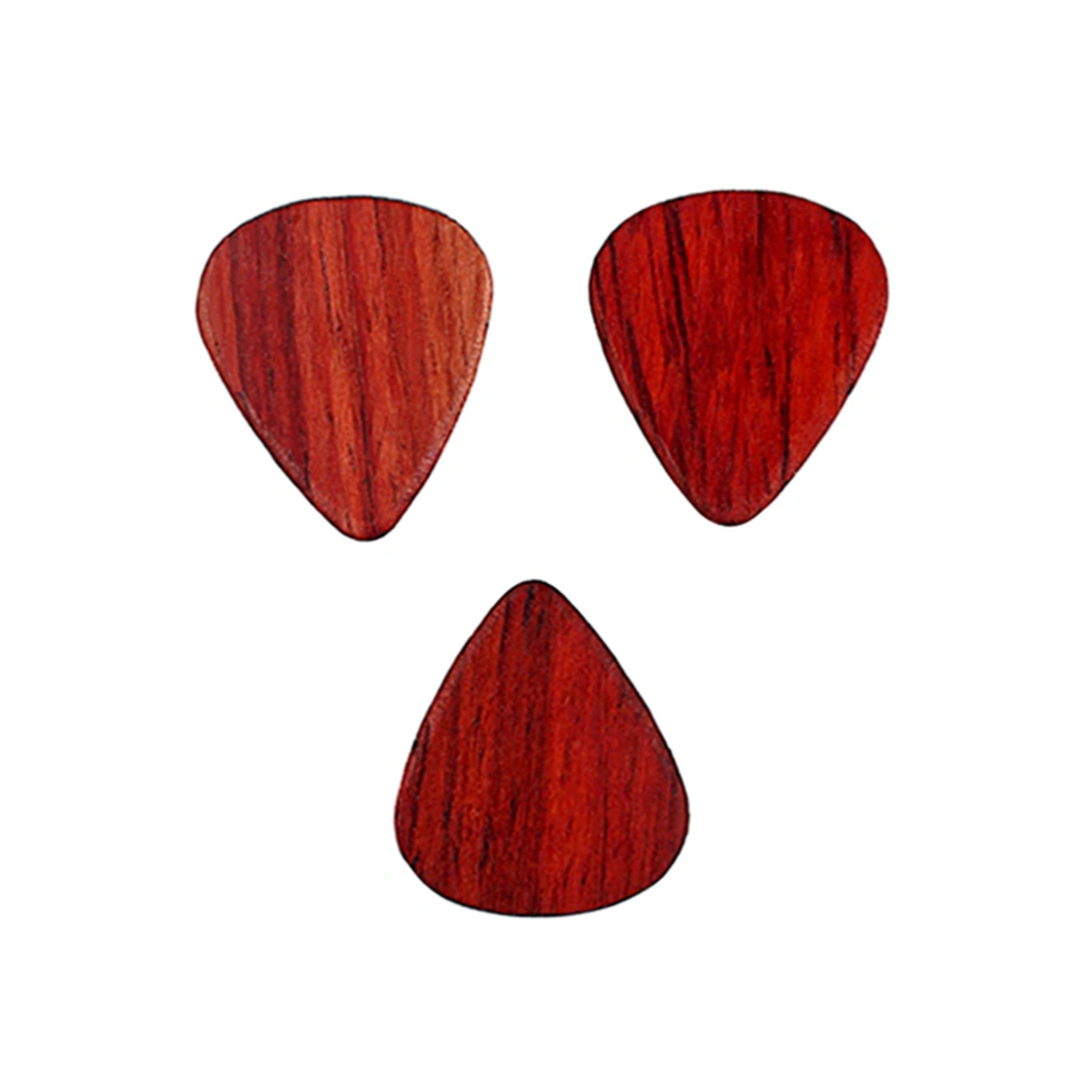 3pcs Rosewood Guitar Pick Bass Guitar Plectrum Ukulele Guitar Picks Accessories LA15 (Red)