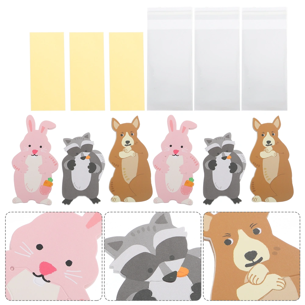 3 Packs Cartoon Animals Pattern Cards Candy Biscuits Cookies Packaging Bags