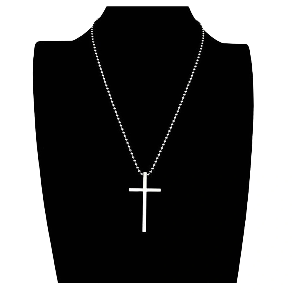 Euramerican Religion Necklace Polished Titanium Steel Jewelry Cross Pendant (Silver)