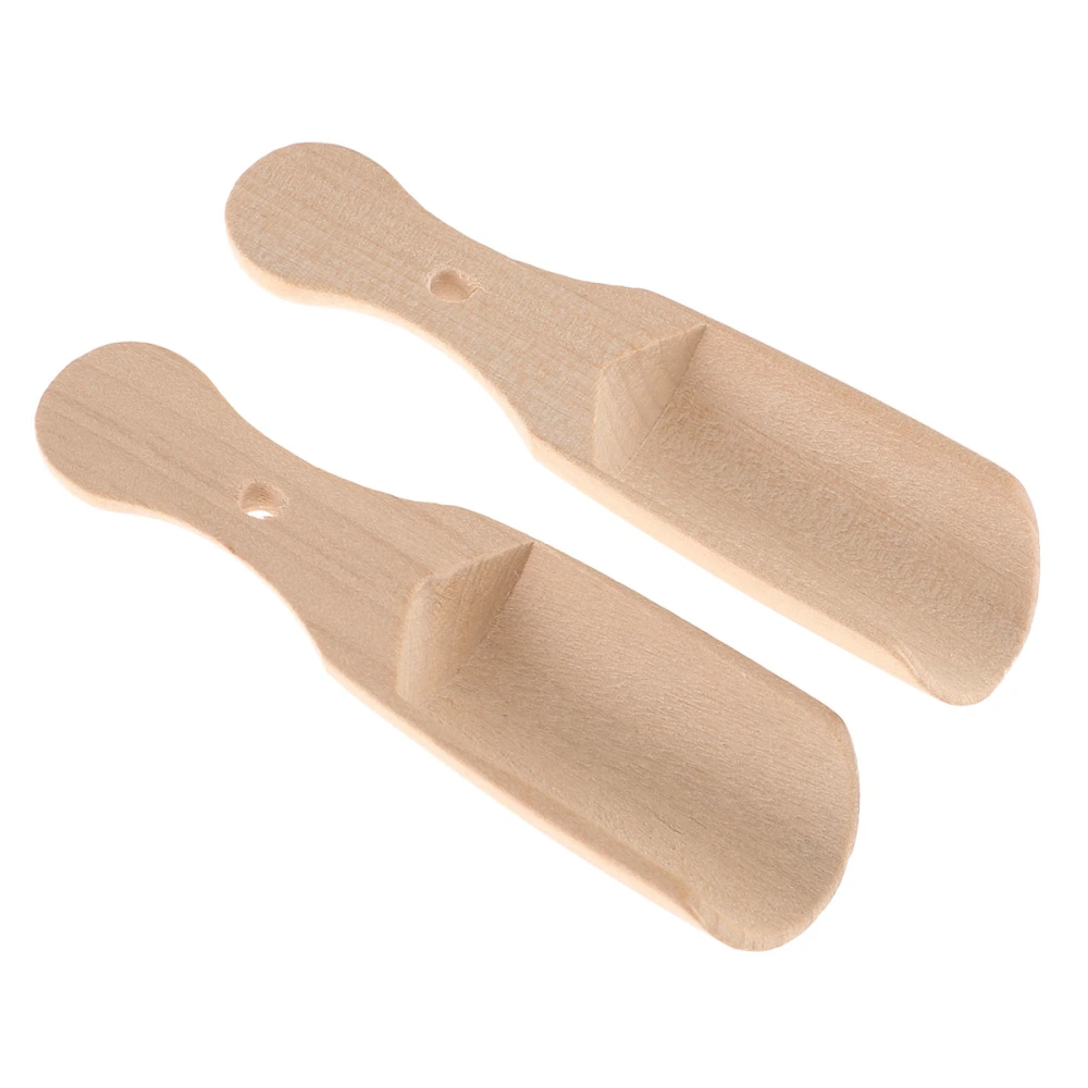 2pcs Wooden Bath Salt Scoop Teaspoon Small Salt Shovel Milk Powder Scoops (Type C)