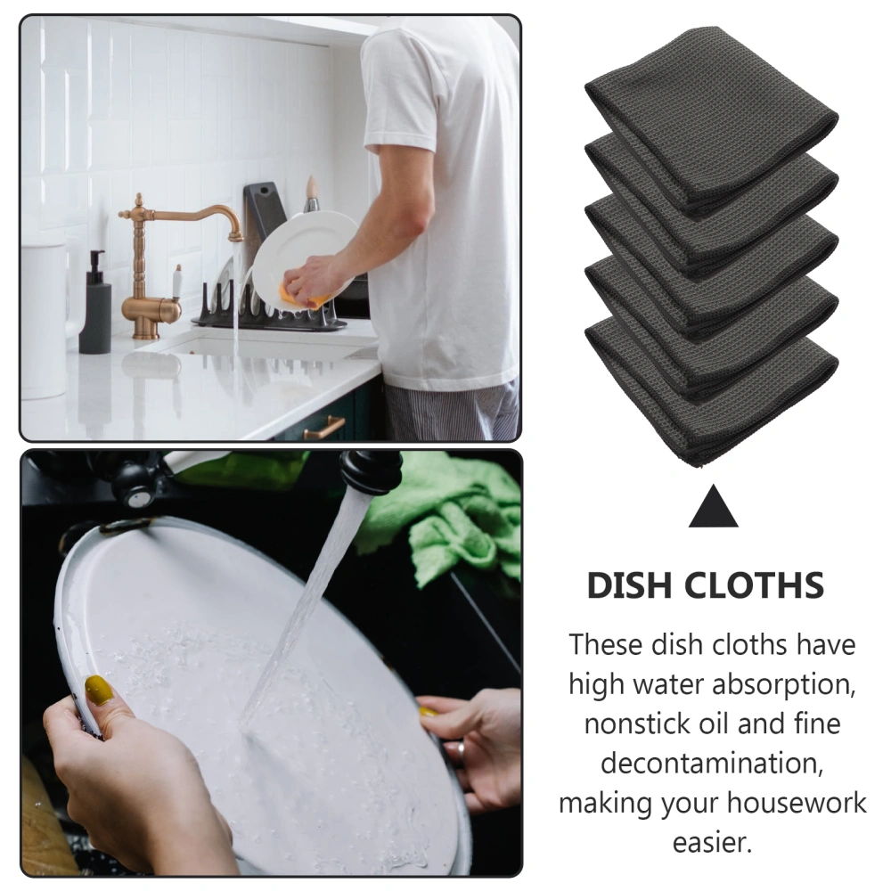 5pcs Superfine Fiber Washing Towels Household Supple Cleaning Cloths (Grey)