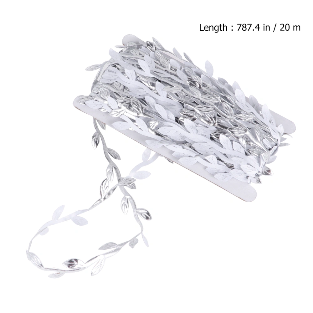 1 Roll Simulation Rattan Artificial Leaves Wall Hanging Vine Leaf Garland Plants for DIY Home Decoration (Silver, 20m)